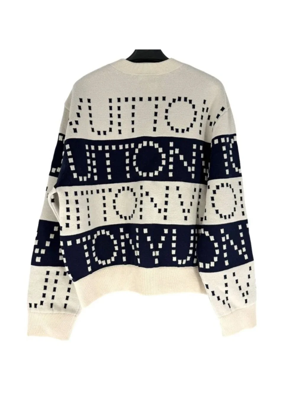 Louis Vuitton Knit Signature Chunky Stripe Pullover Long Sleeve White Navy XS